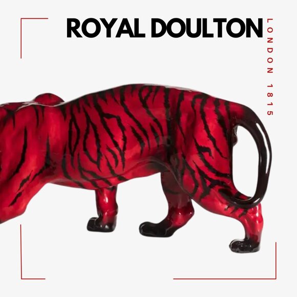 ROYAL DOULTON ENGLAND Flambé Stalking Tiger - Picture 7 of 9